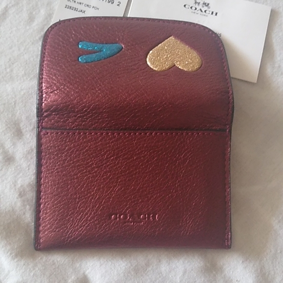 Coach F22955 Glitter Heart Card Pouch Case - Picture 8 of 9